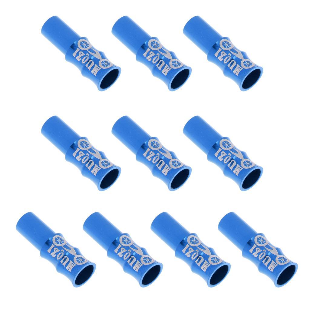 10 Pcs Aluminum Alloy Bicycle Derailleur Cable End Caps Shifter Caps Blue