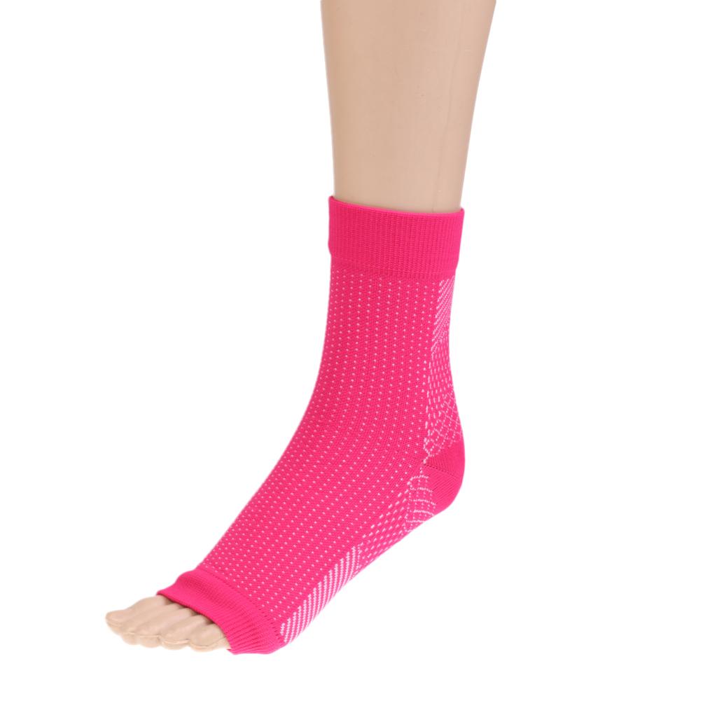 Foot Compression Sleeve Anti Plantar Support Ankle Pain Relief S/M Rose Red