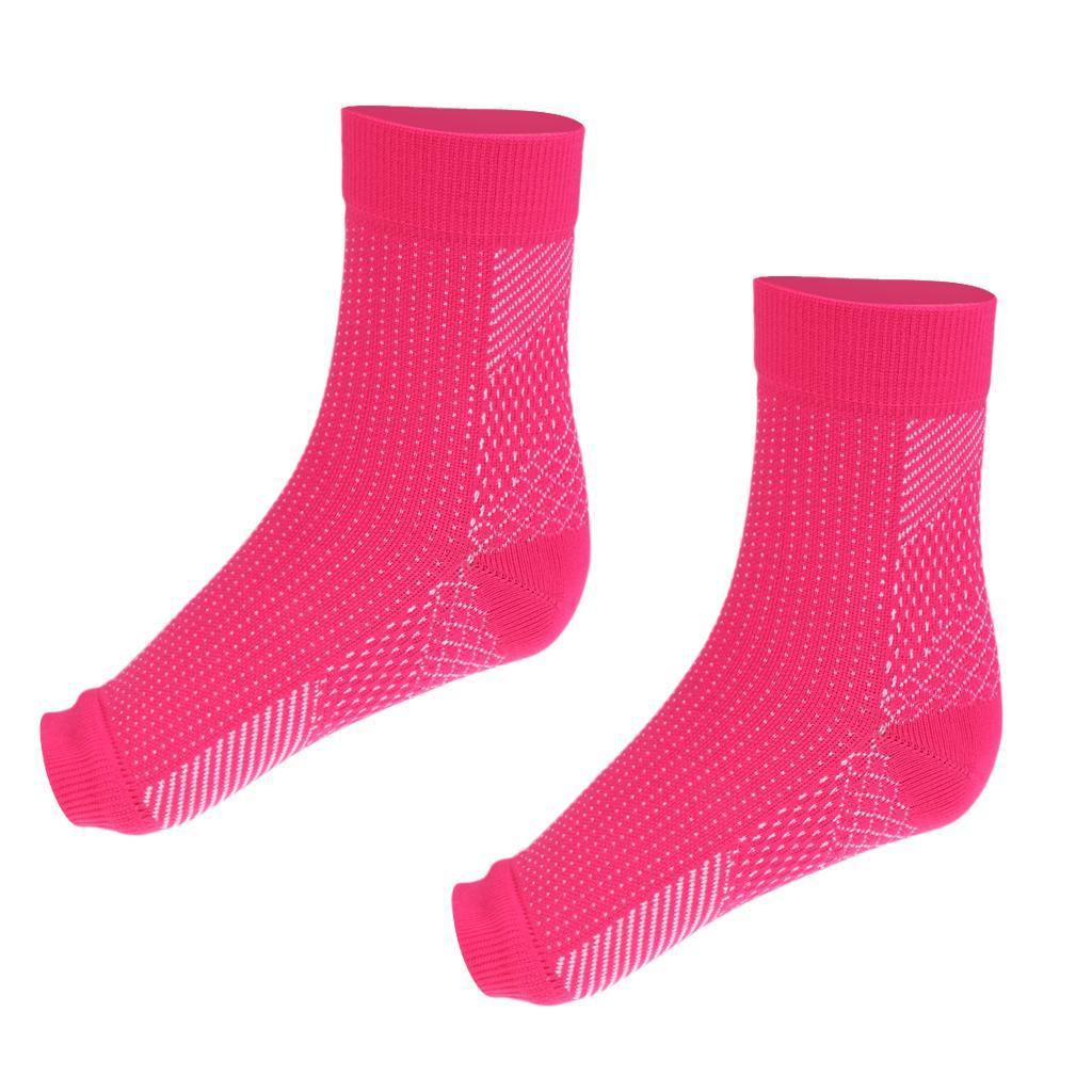 Foot Compression Sleeve Anti Plantar Support Ankle Pain Relief S/M Rose Red