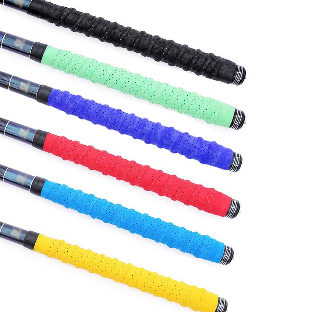 Non-slip Stretchy Tennis Racquet Fishing Rod Grip Tape Handle Wrap Black