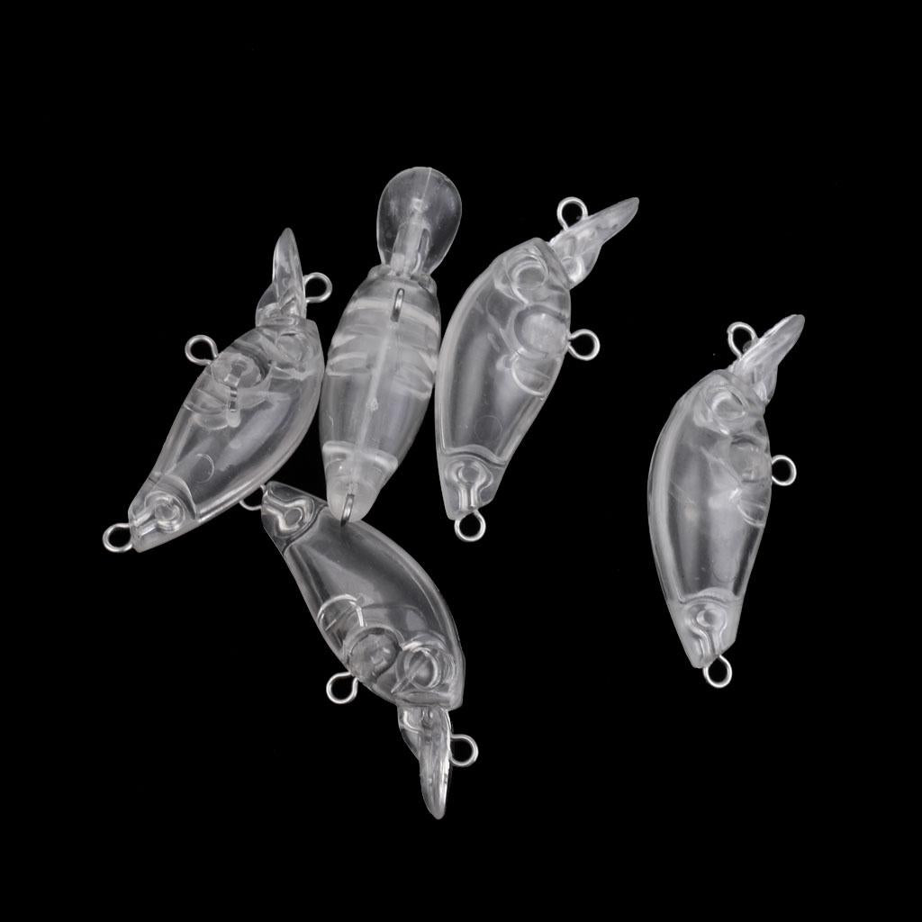 5pcs Unpainted Hard Fishing Lures Blank Crankbaits DIY Fishing Body 4.7cm