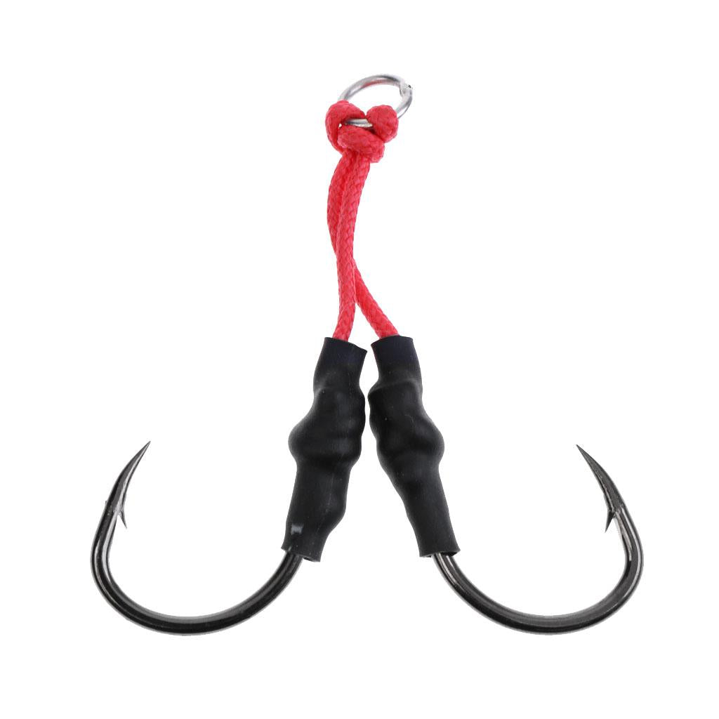 2xJig Hooks Fishing Hooks Barbed Hooks Assist Hooks in Solid Ring Saltwater 4