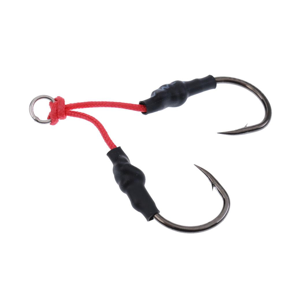 2xJig Hooks Fishing Hooks Barbed Hooks Assist Hooks in Solid Ring Saltwater 4