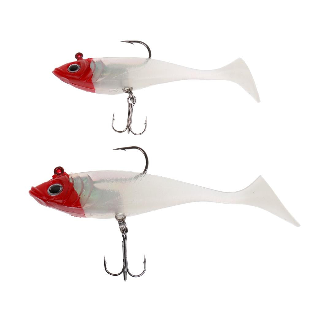 Soft Lead Fishing Lures Hook Baits Minnow Lures Bionic Bait Red White (Luminous)