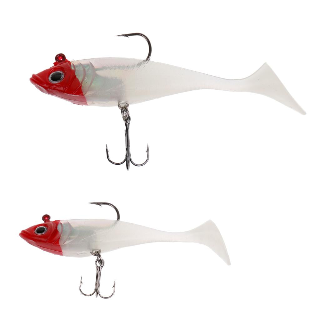 Soft Lead Fishing Lures Hook Baits Minnow Lures Bionic Bait Red White (Luminous)