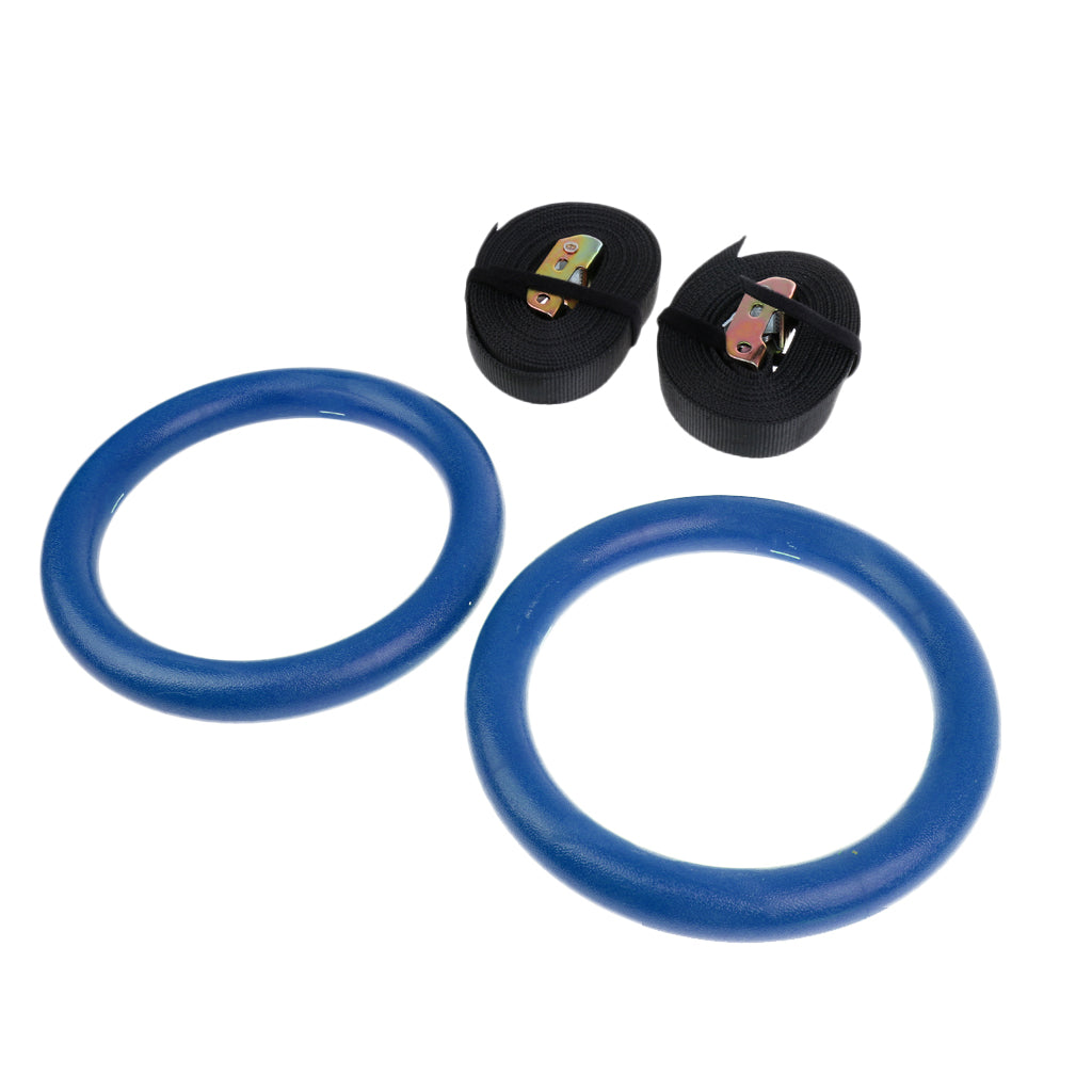 Home Gymnastic Gym Rings Hoop Exercise Fitness Workout Pull Up Bar Blue