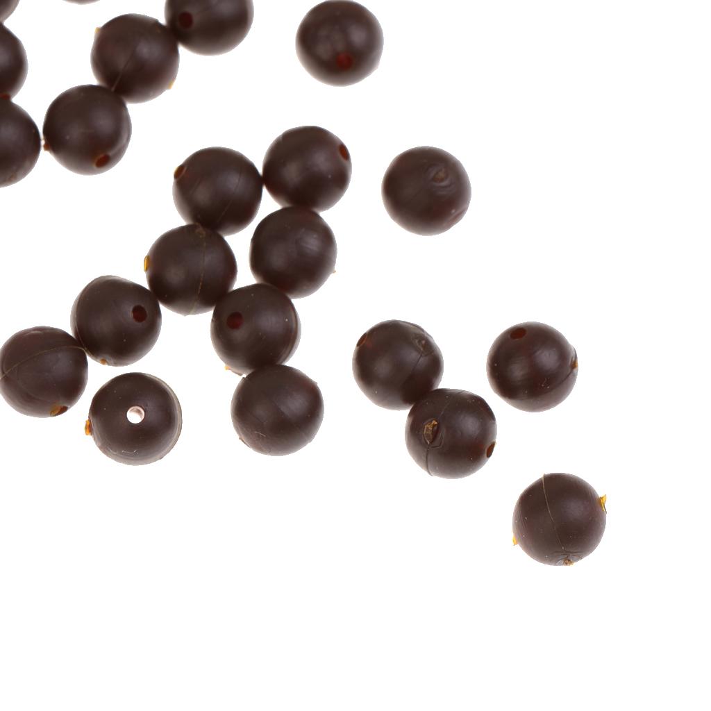 3x50x 8mm Round Floating Rig Beads Soft Carp Fishing Bead Fishing Tackle Brown