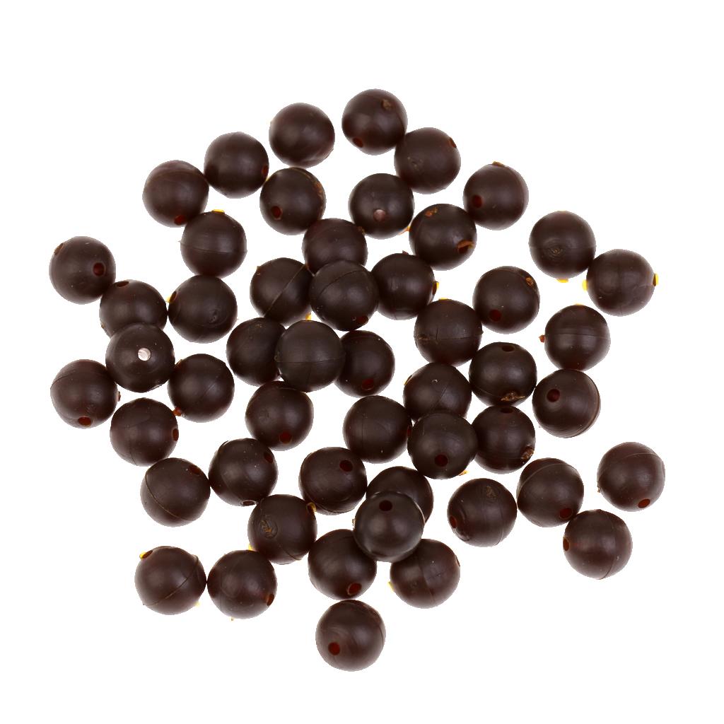 3x50x 8mm Round Floating Rig Beads Soft Carp Fishing Bead Fishing Tackle Brown