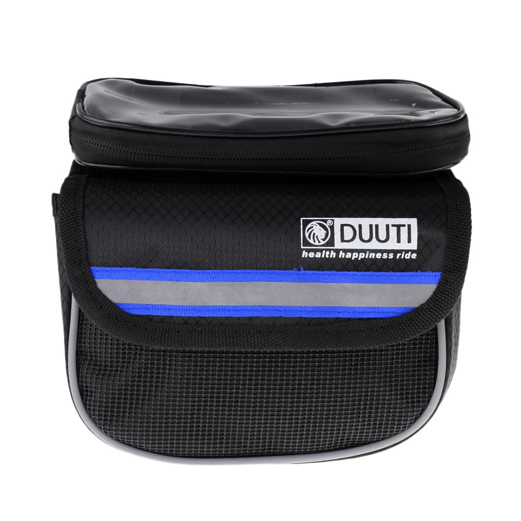 Bike Frame Pannier Saddle Front Tube Bag Double Pouch Phone Holder Blue