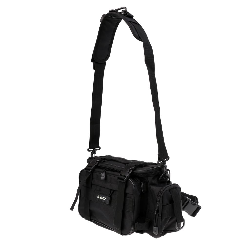 Multifunctional Fishing Tackle Bag Waterproof Waist Pack Shoulder Bags Black
