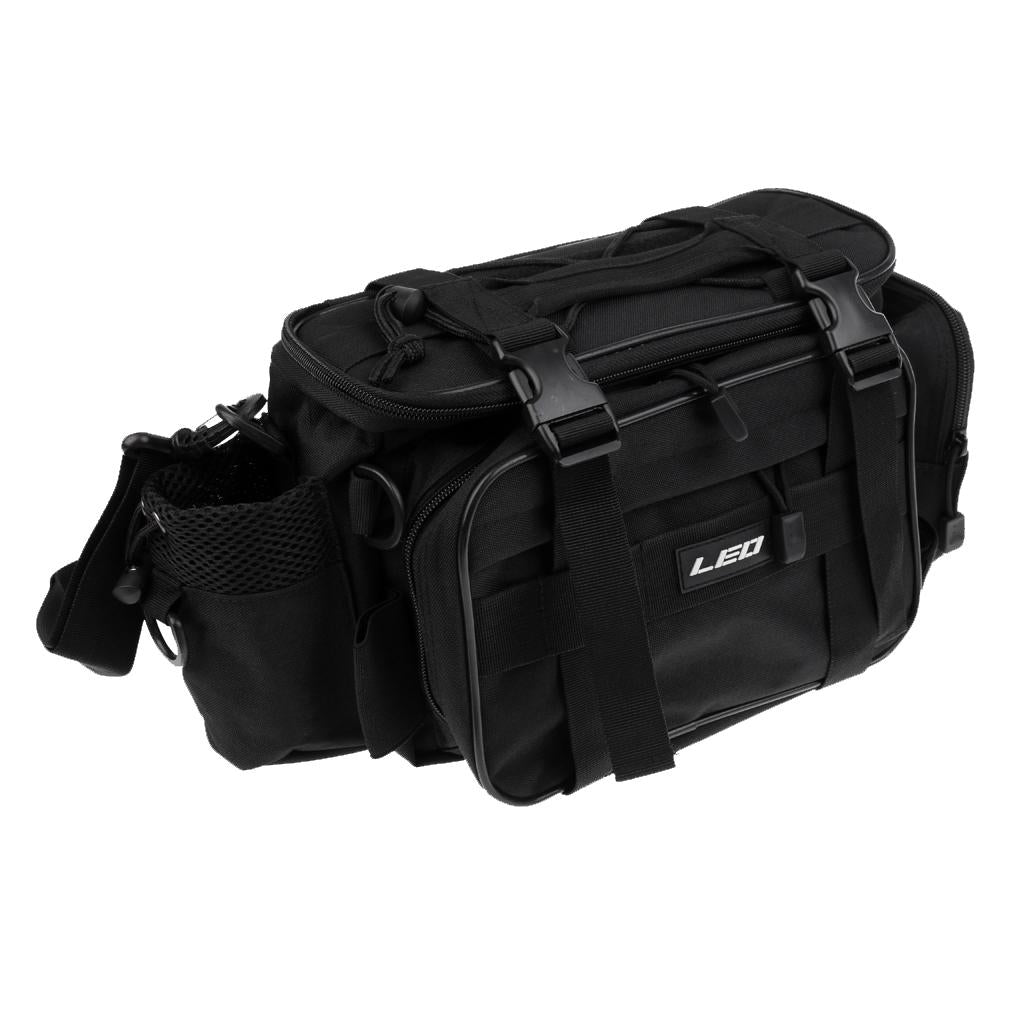 Multifunctional Fishing Tackle Bag Waterproof Waist Pack Shoulder Bags Black