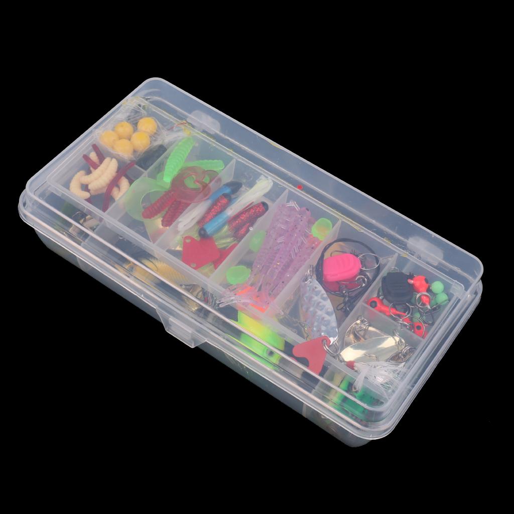 106Pcs/lot Fishing Lures Kit Mixed Soft & Hard Lures Spoon Baits Accessories