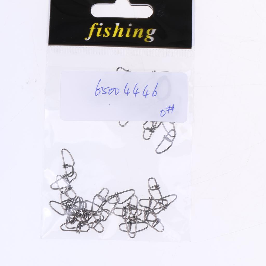 50 Pieces Fishing Lock Snap Hook Lure Connector Swivels Solid Ring Clips 0#