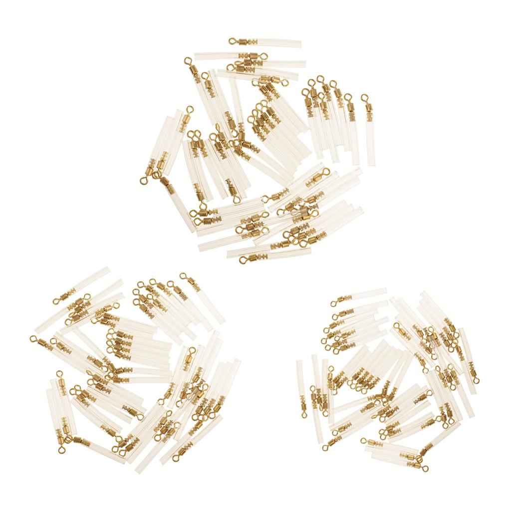 50pcs Carp Fishing Tackle Copper Head Rotating Fishing Float Plastic Tube L