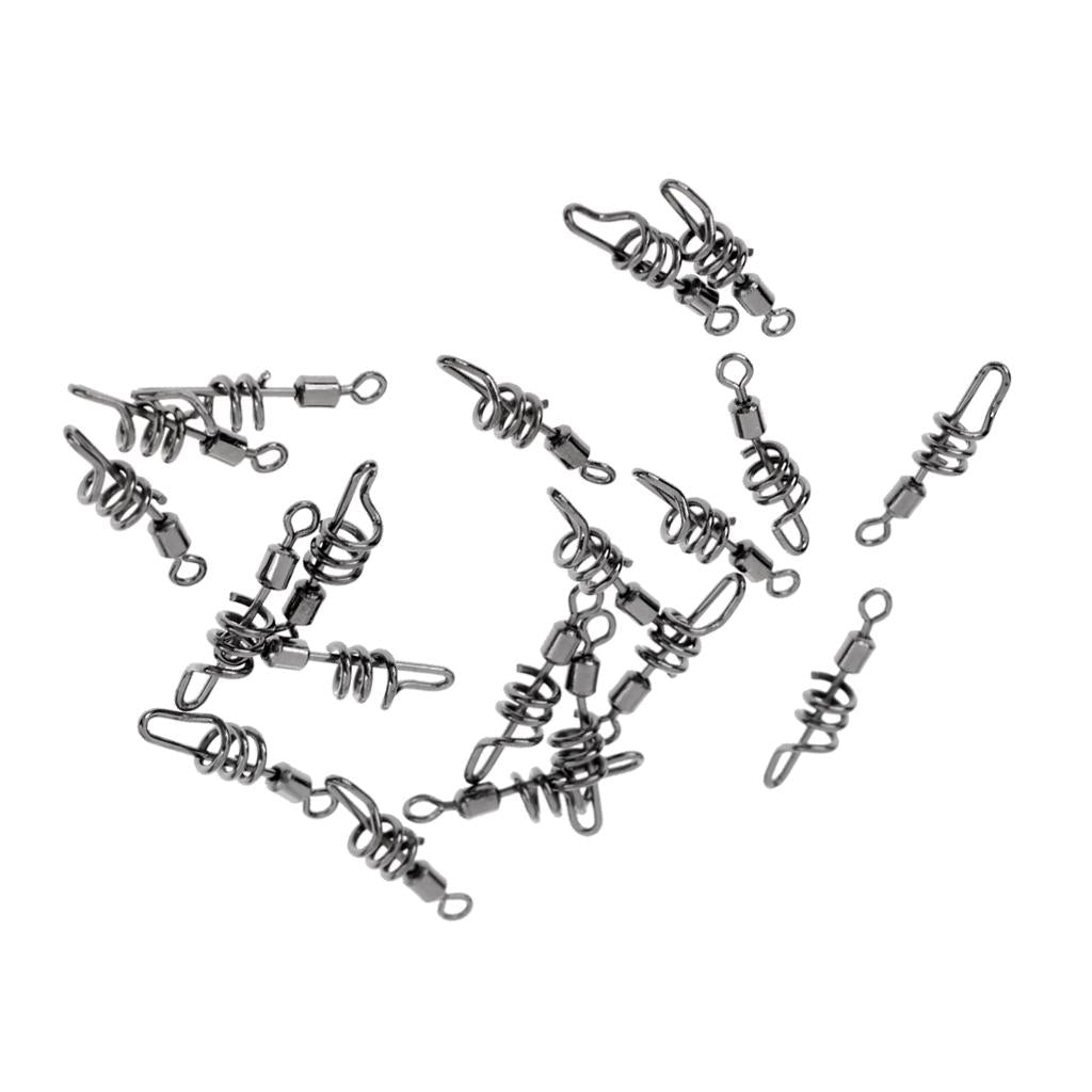 20pcs Fishing Swivel Swirl Clip Corkscrew Link Quick Change Toothy Fish 8#