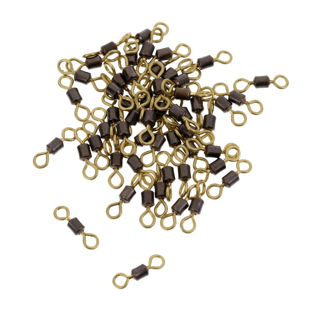 50x Double Color Fishing Rolling Swivel Brass Fishing Tackle Accessories 10#