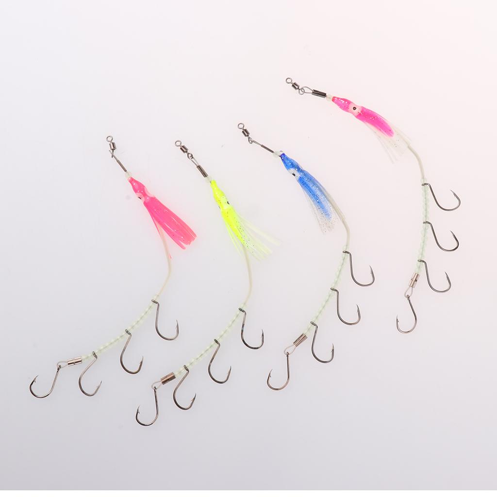Fish Hooks Flasher Rig Saltwater Fishing Hooks Luminous Multicolor Random