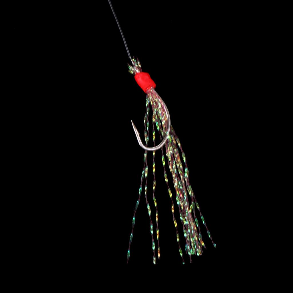 6 Hooks Big Flasher Rig Cod Bass Fishing Bait Lures with Barbed Hooks 13#