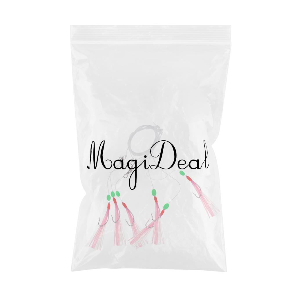 6 Hooks Big Flasher Rig Cod Bass Fishing Bait Lures with Barbed Hooks 13#