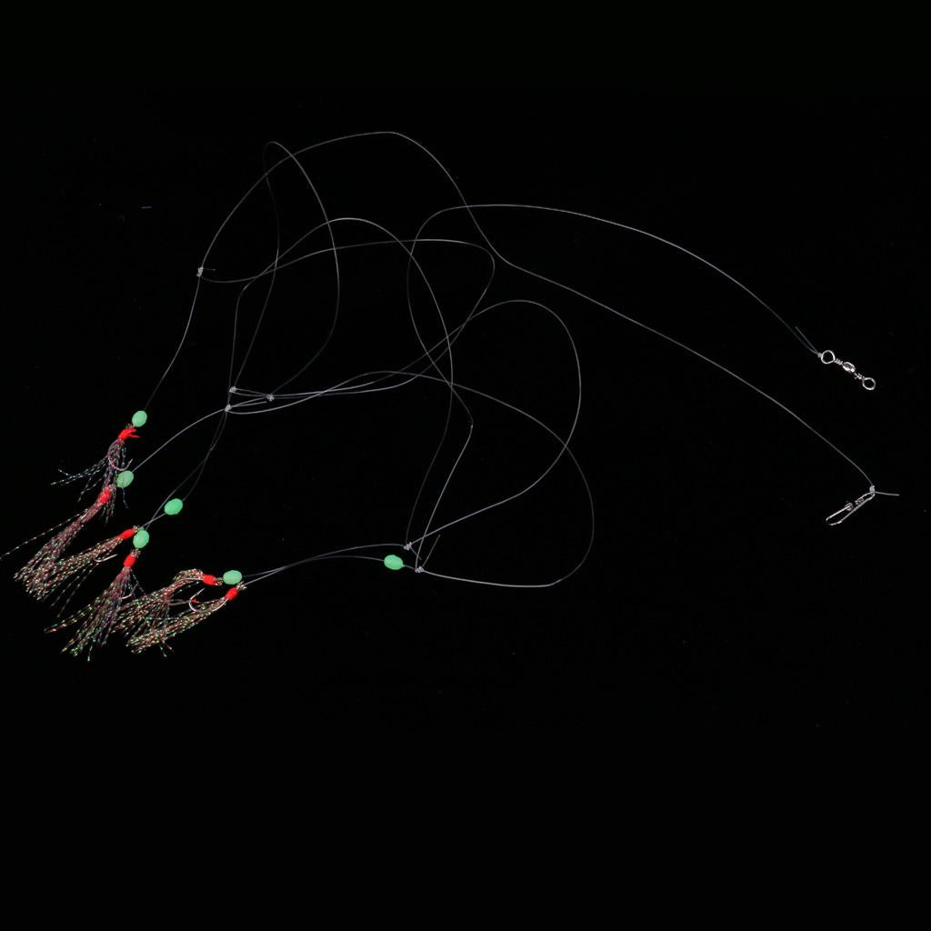 6 Hooks Big Flasher Rig Cod Bass Fishing Bait Lures with Barbed Hooks 13#