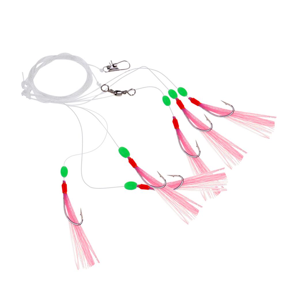 6 Hooks Big Flasher Rig Cod Bass Fishing Bait Lures with Barbed Hooks 13#