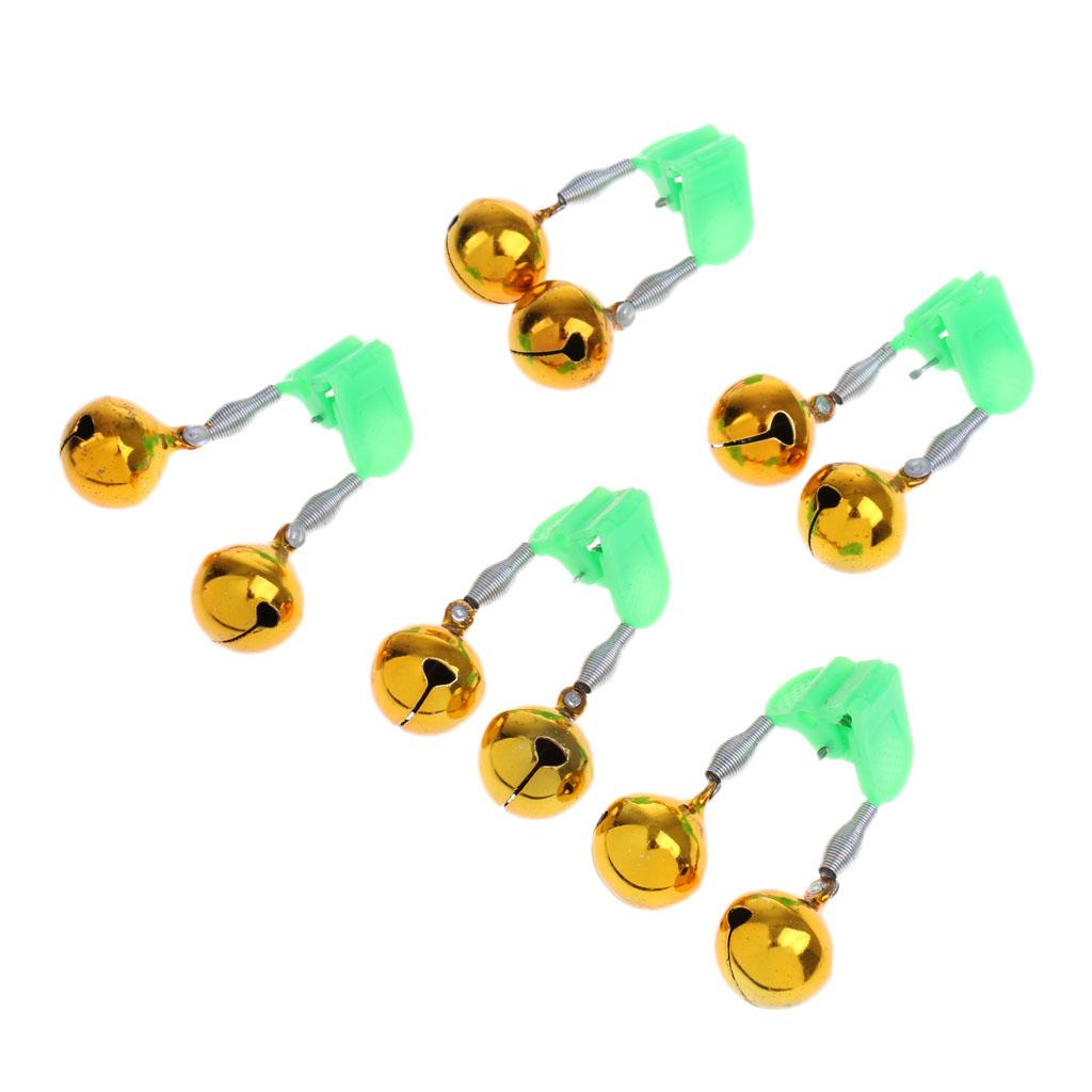 5Pcs Fishing Ring Fishing Rod Bite Bait Alarm Light Twin Bells Clip Alerter