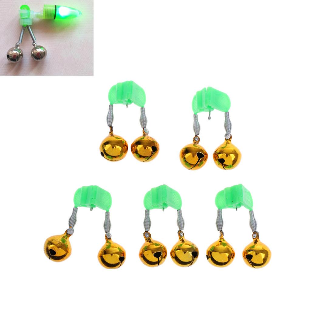5Pcs Fishing Ring Fishing Rod Bite Bait Alarm Light Twin Bells Clip Alerter