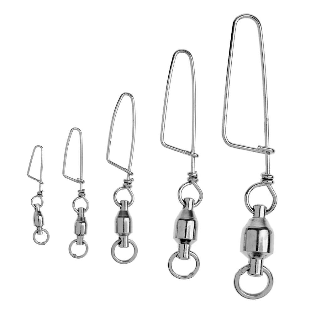 20pcs Fishing Ball Bearing Swivel with Coastlock Snap Fishing Connector 6#