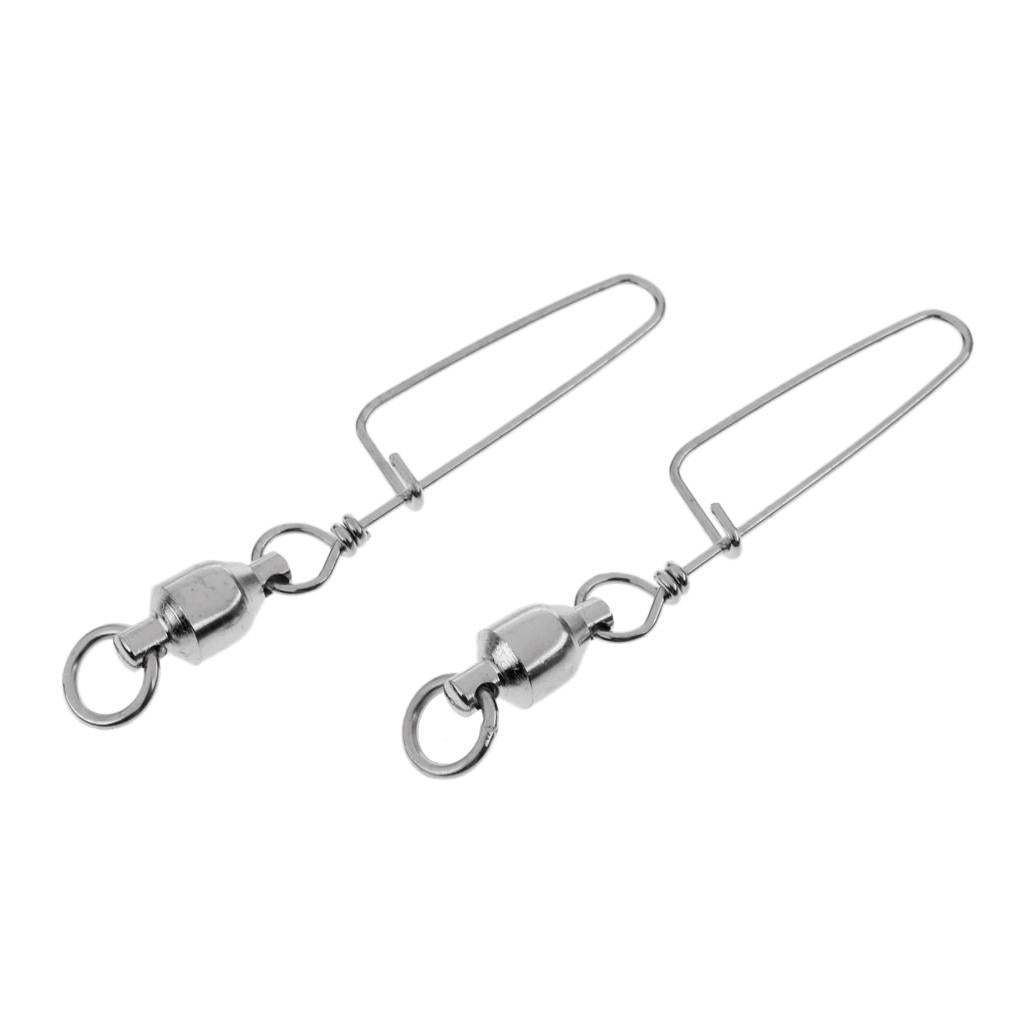 20pcs Fishing Ball Bearing Swivel with Coastlock Snap Fishing Connector 8#