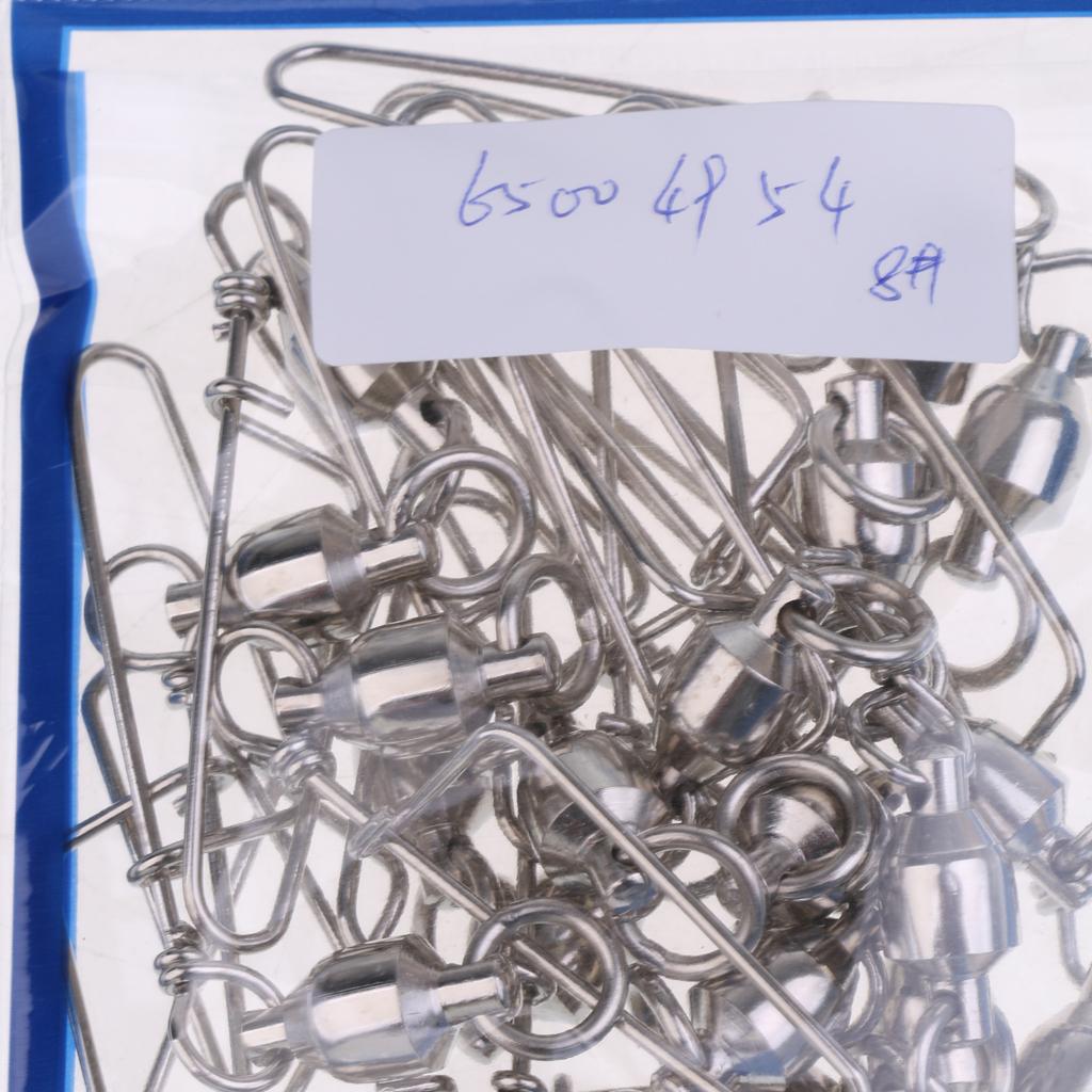 20pcs Fishing Ball Bearing Swivel with Coastlock Snap Fishing Connector 8#