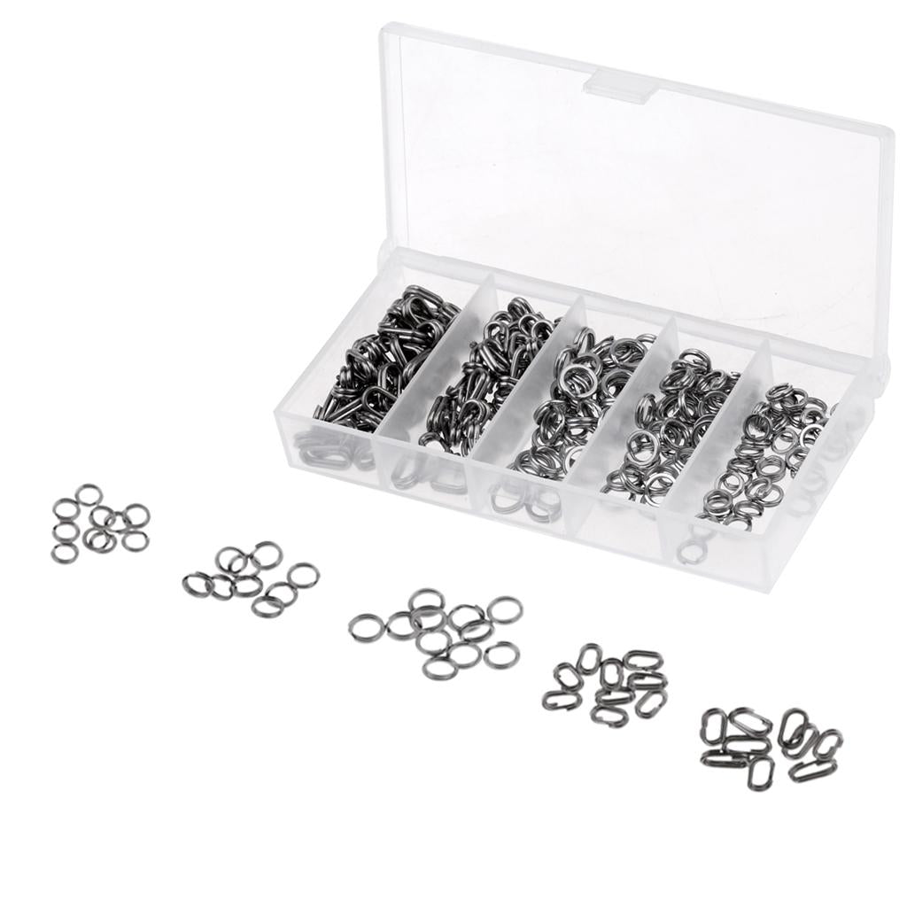 200pcs Stainless Steel Round Oval Split Ring Fishing Tackle Line Connector