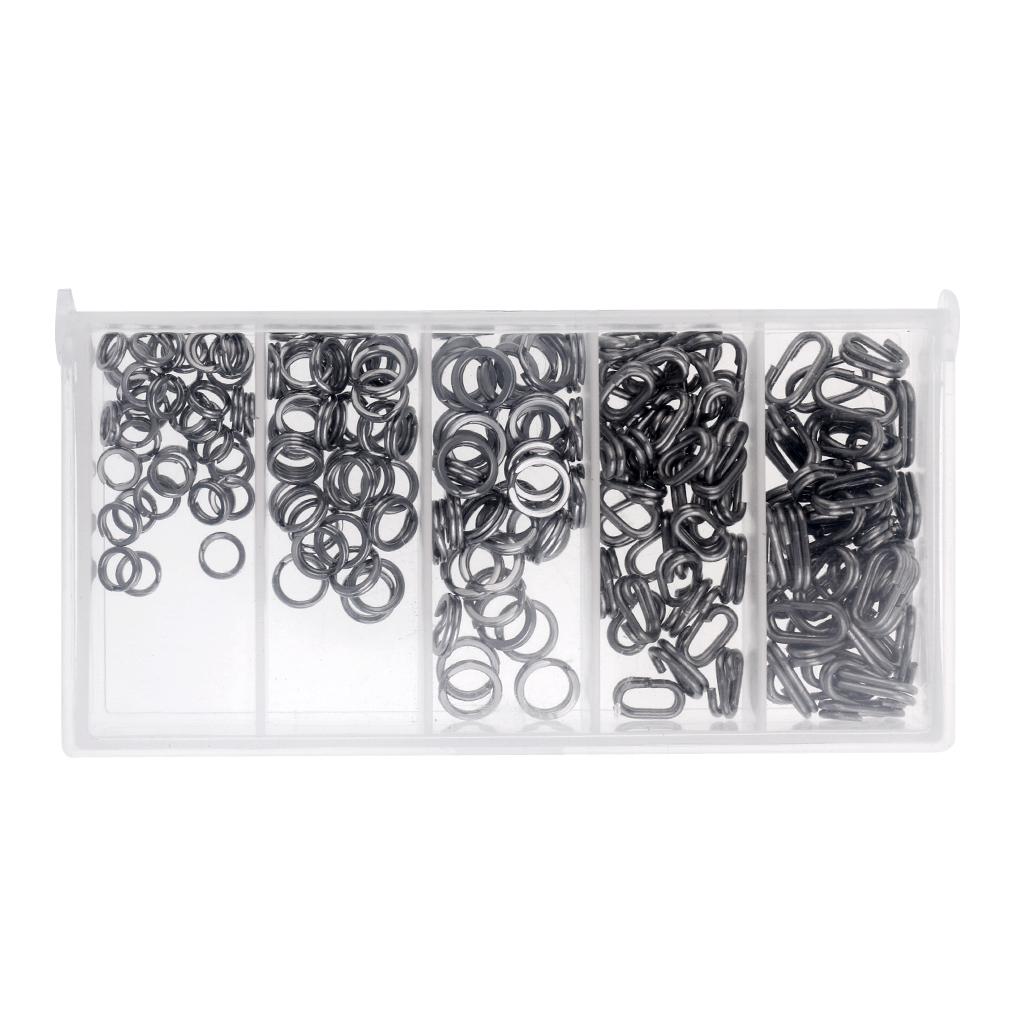 200pcs Stainless Steel Round Oval Split Ring Fishing Tackle Line Connector