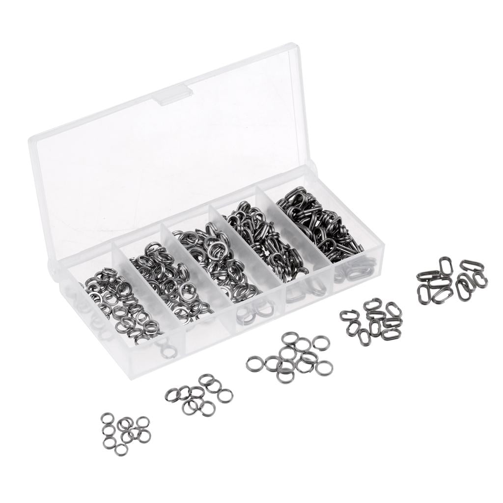 200pcs Stainless Steel Round Oval Split Ring Fishing Tackle Line Connector