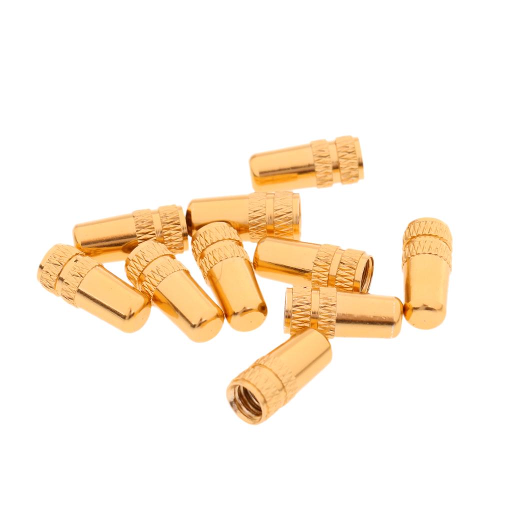 4x10Pcs MTB Bike Bicycle Aluminum Alloy Presta Valve Cap Dust Cover Gold