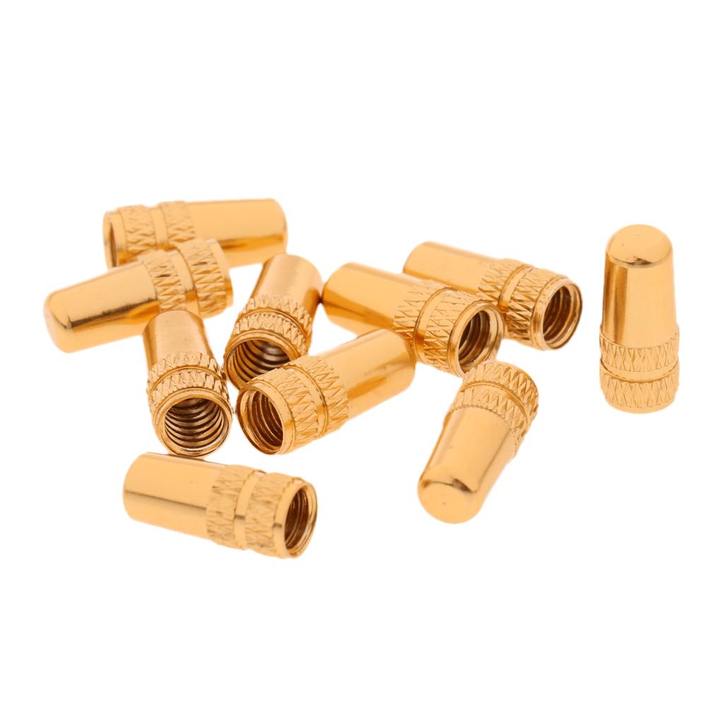 4x10Pcs MTB Bike Bicycle Aluminum Alloy Presta Valve Cap Dust Cover Gold