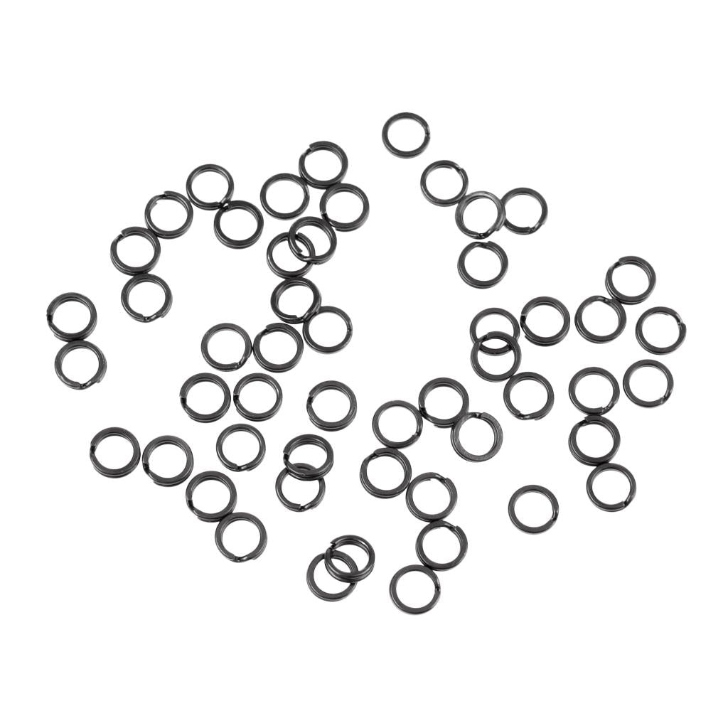 50 Pcs Flat Stainless Steel Connector Fishing Split Ring for Lures Hooks