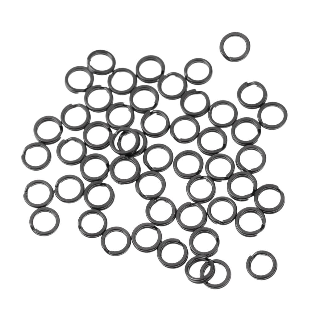 50 Pcs Flat Stainless Steel Connector Fishing Split Ring for Lures Hooks