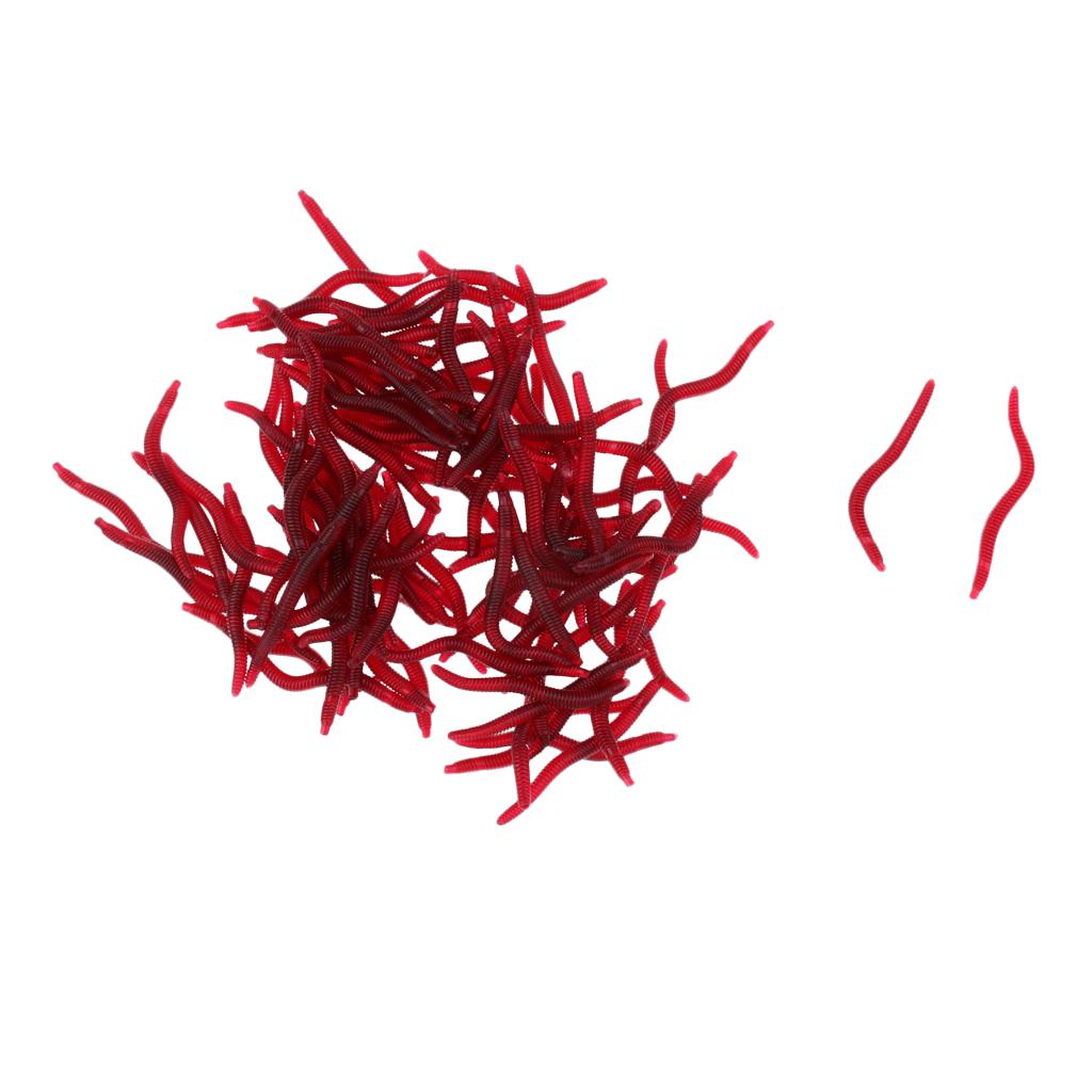 100pcs Fish Soft Earthworm Earth Worm Silicone Fishing Bait Lure Tackle