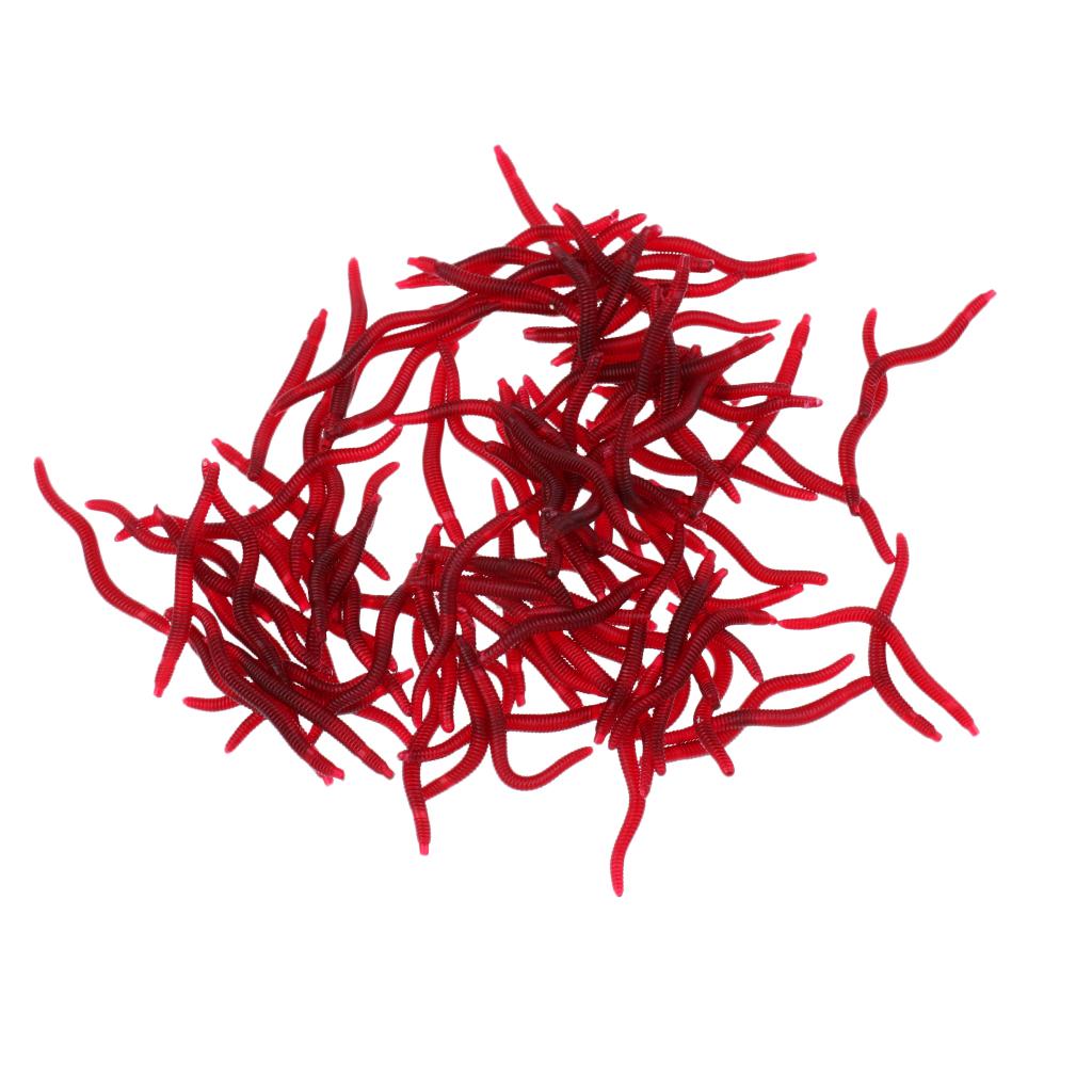 100pcs Fish Soft Earthworm Earth Worm Silicone Fishing Bait Lure Tackle