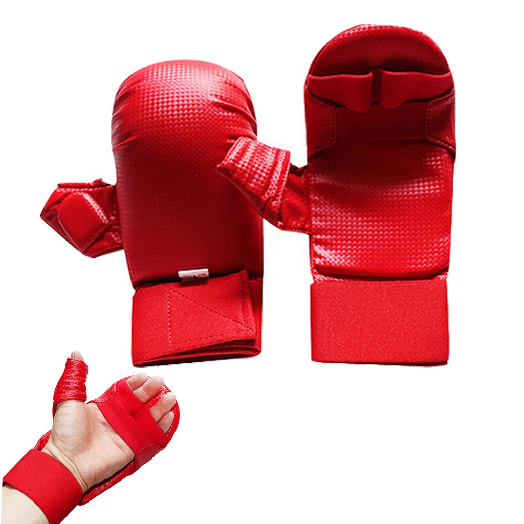 PU Leather Karate Sparring Mitts Gloves MMA Taekwondo Martial Arts S Blue