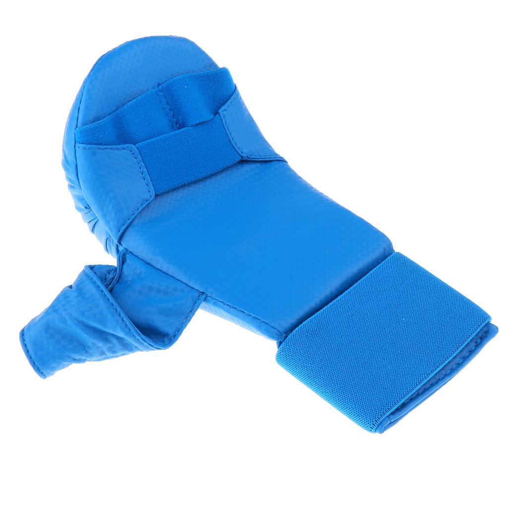 PU Leather Karate Sparring Mitts Gloves MMA Taekwondo Martial Arts S Blue