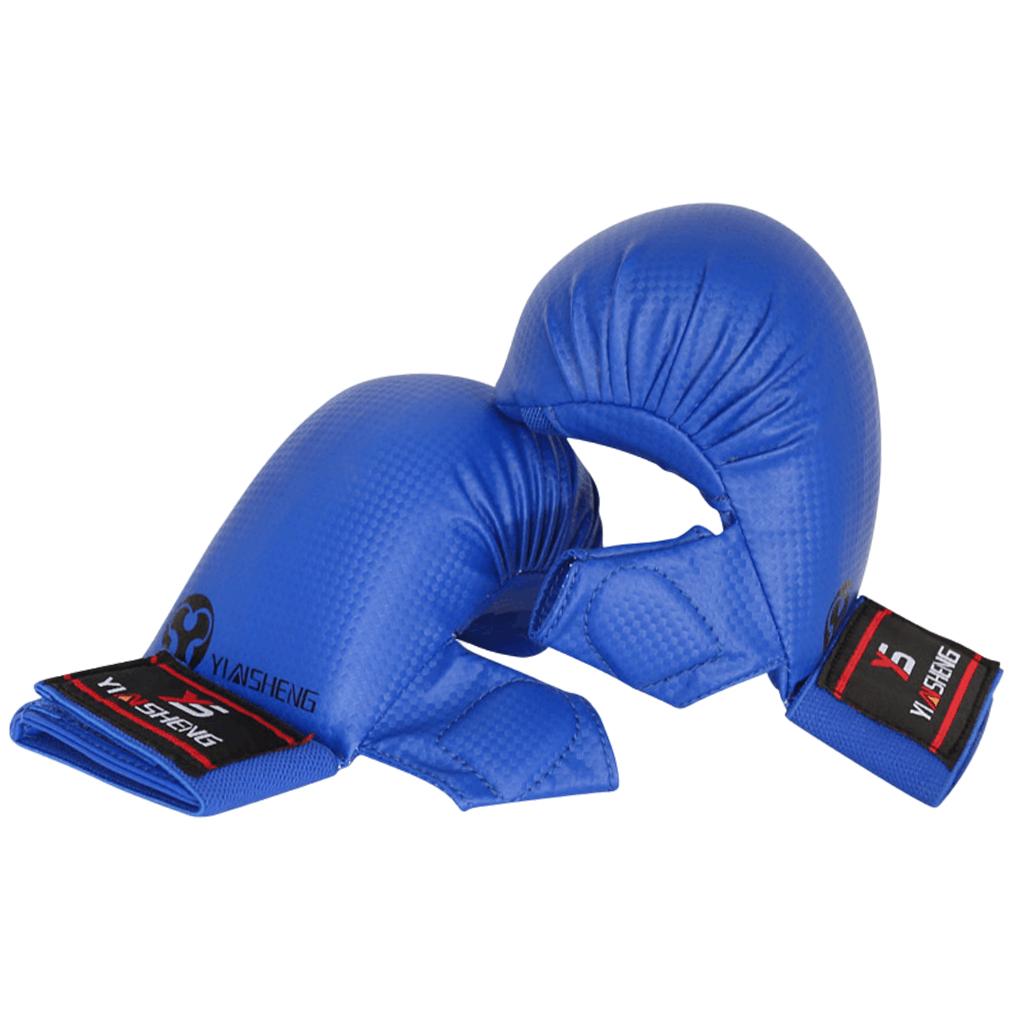 PU Leather Karate Sparring Mitts Gloves MMA Taekwondo Martial Arts M Blue