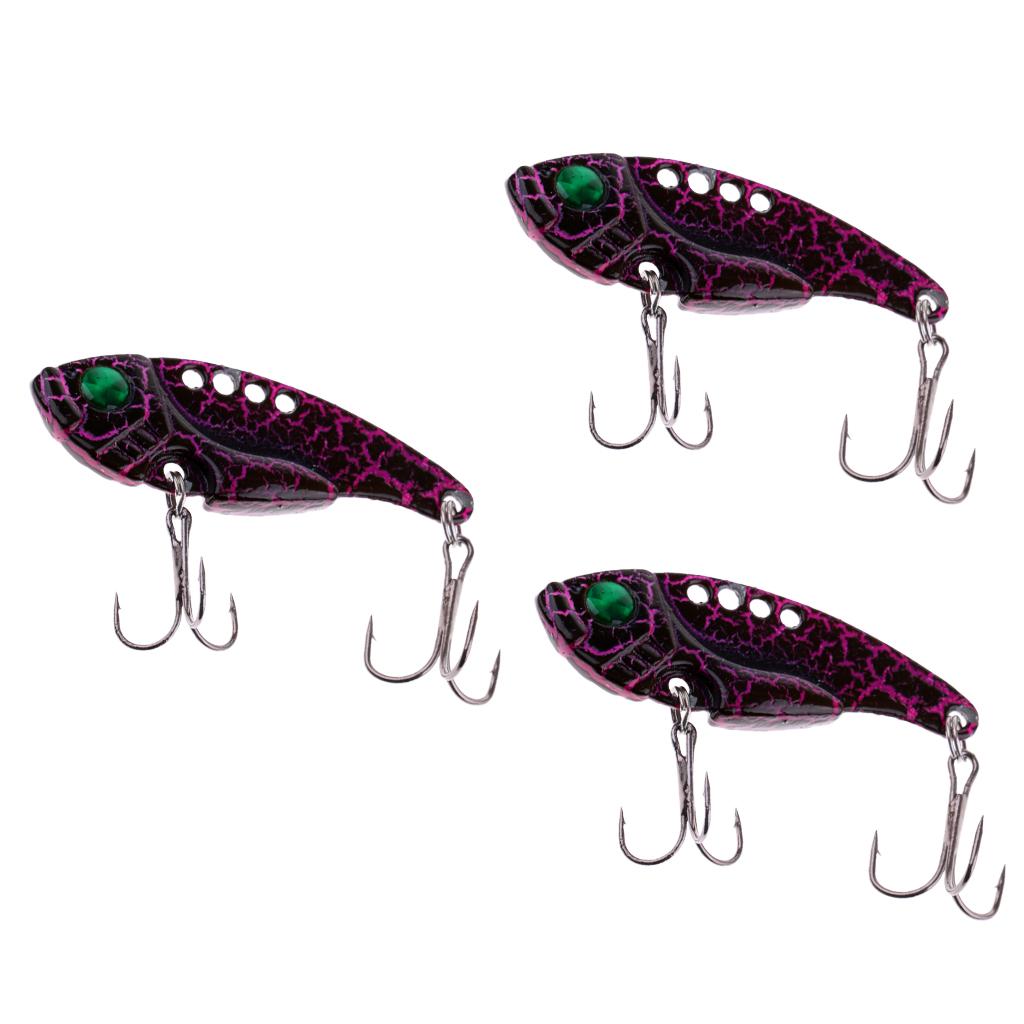 3PCs Fishing Lure Metal VIB Hard Bait Fishing Spoons Tackle Hooks Color B