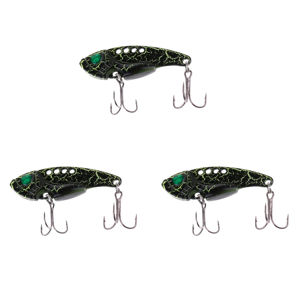 3PCs Fishing Lure Metal VIB Hard Bait Fishing Spoons Tackle Hooks Color D