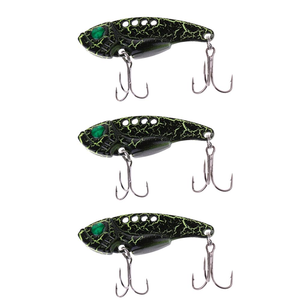 3PCs Fishing Lure Metal VIB Hard Bait Fishing Spoons Tackle Hooks Color D