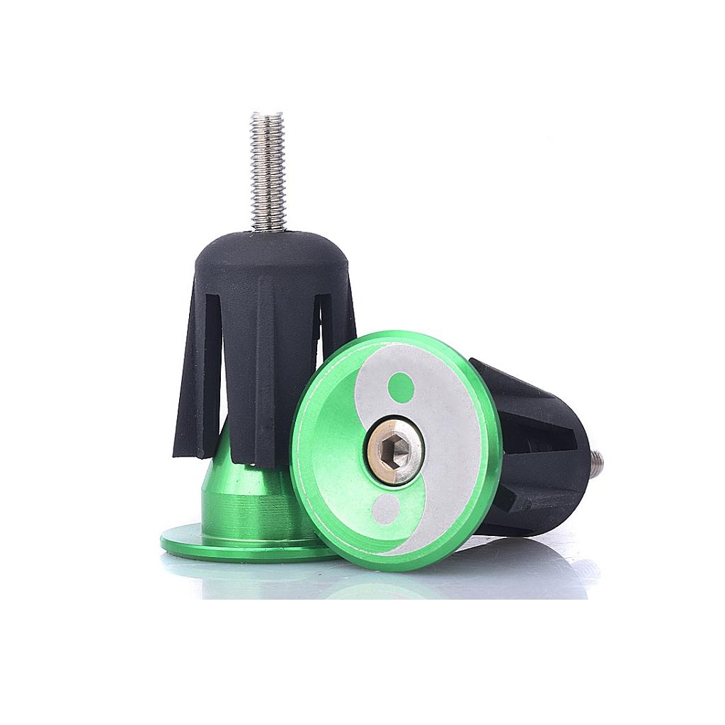 Aluminum Alloy Bicycle Handlebar Grips Cap Bike Handle Bar End Plugs Green