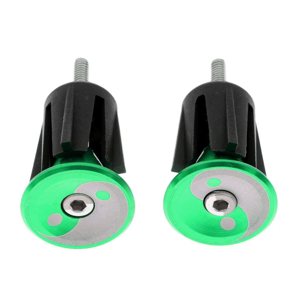Aluminum Alloy Bicycle Handlebar Grips Cap Bike Handle Bar End Plugs Green