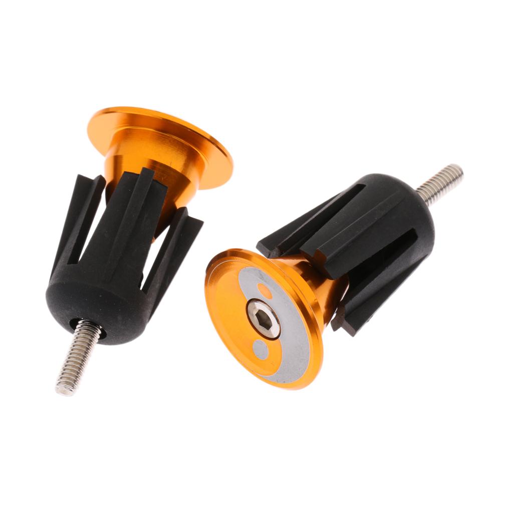 2xAluminum Alloy Bicycle Handlebar Grips Cap Bike Handle Bar End Plugs Gold