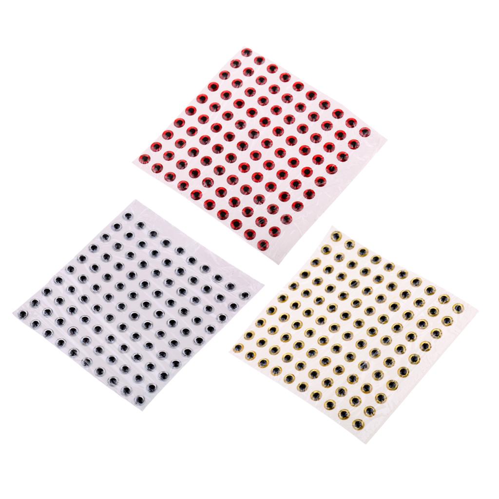 3x100pcs 4mm Eyes 3D Holographic Fishing Lure Eyes Fly Tying Red