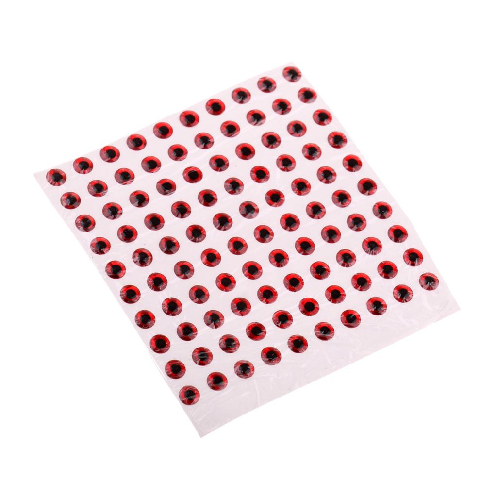 6x100pcs 4mm Eyes 3D Holographic Fishing Lure Eyes Fly Tying Red